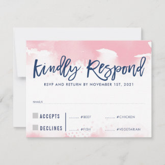 RSVP ANTWOORD REACTIE bleke roze waterverf maaltij
