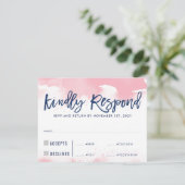 RSVP ANTWOORD REACTIE bleke roze waterverf maaltij (Staand voorkant)