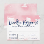 RSVP ANTWOORD REACTIE bleke roze waterverf maaltij (Voorkant / Achterkant)