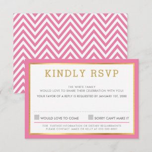 RSVP ANTWOORD REACTIE eenvoudig chevron patroon ro