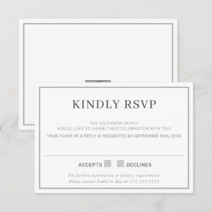 RSVP ANTWOORD REACTIE eenvoudig minimale rand grij Kaart
