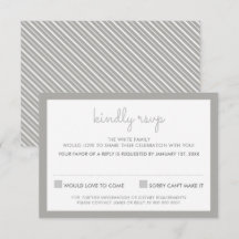 RSVP ANTWOORD REACTIE eenvoudig streeppatroon grij