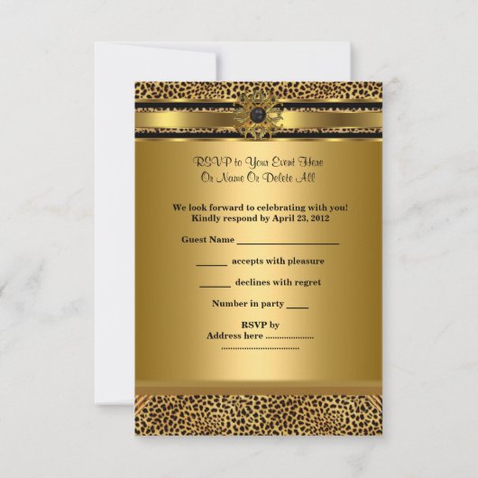 RSVP antwoord Reactie Elegant Leopard Gold Black (Achterkant)