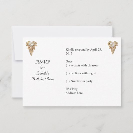 RSVP antwoord Reactie Elegant White Gold Pearl (Achterkant)