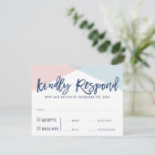 RSVP ANTWOORD REACTIE elegante roze blauwe maaltij (Staand voorkant)