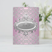 RSVP-antwoord reactie feest roze witte diamant RSVP Kaartje (Staand voorkant)