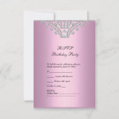RSVP-antwoord reactie feest roze witte diamant RSVP Kaartje (Achterkant)