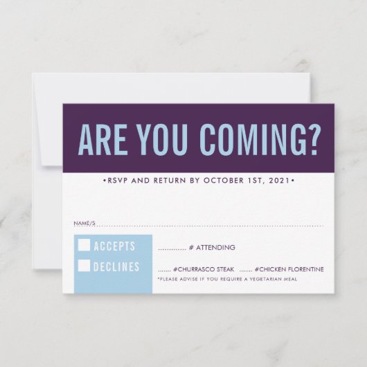 RSVP ANTWOORD REACTIE fun block aubergine bord bla (Voorkant)