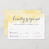 RSVP ANTWOORD REACTIE geel waterverf maaltijden (Voorkant / Achterkant)