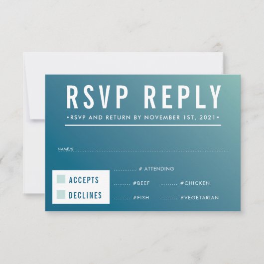 RSVP ANTWOORD REACTIE modern blauw mint verloop (Voorkant)