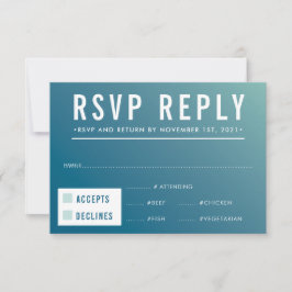 RSVP ANTWOORD REACTIE modern blauw mint verloop
