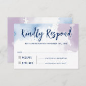 RSVP ANTWOORD REACTIE Modern blauw paarse waterver (Voorkant / Achterkant)