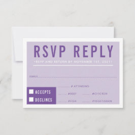 RSVP ANTWOORD REACTIE modern blok violet paarse