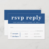 RSVP ANTWOORD REACTIE modern bold boy marine blauw (Voorkant / Achterkant)