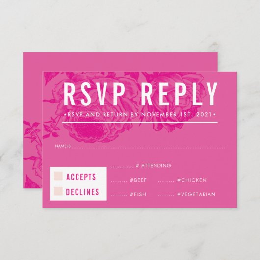 RSVP ANTWOORD REACTIE modern elegant floraal roze (Voorkant / Achterkant)