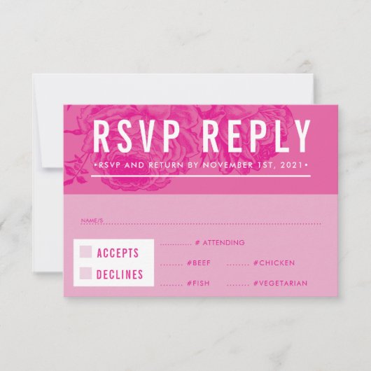 RSVP ANTWOORD REACTIE modern elegant floraal roze (Voorkant)