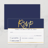 RSVP ANTWOORD REACTIE modern stevig marineblauw ne (Voorkant / Achterkant)