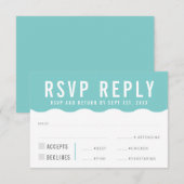 RSVP ANTWOORD REACTIE modern strak leuk golf mint (Voorkant / Achterkant)