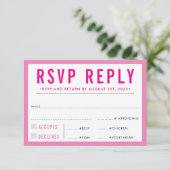 RSVP ANTWOORD REACTIE modern strak meisje roze (Staand voorkant)