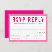 RSVP ANTWOORD REACTIE modern strak meisje roze (Voorkant / Achterkant)