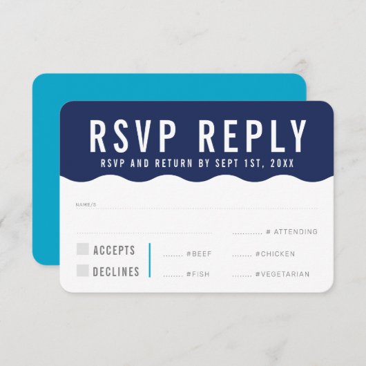 RSVP ANTWOORD REACTIE modern strakke golf navyblau (Voorkant / Achterkant)