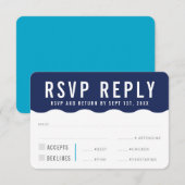 RSVP ANTWOORD REACTIE modern strakke golfnavyblauw (Voorkant / Achterkant)