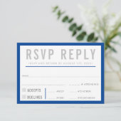 RSVP ANTWOORD REACTIE modern strakke jongen blauw  (Staand voorkant)