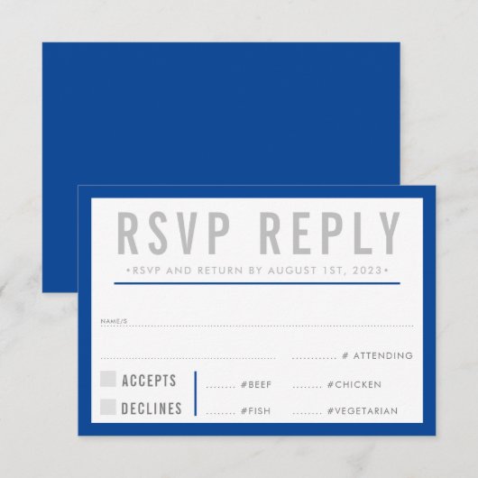 RSVP ANTWOORD REACTIE modern strakke jongen blauw  (Voorkant / Achterkant)