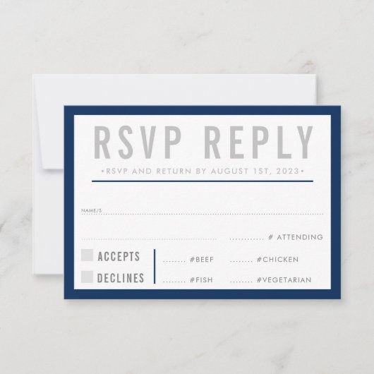 RSVP ANTWOORD REACTIE modern strakke jongen marine (Voorkant)