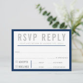 RSVP ANTWOORD REACTIE modern strakke jongen marine (Staand voorkant)