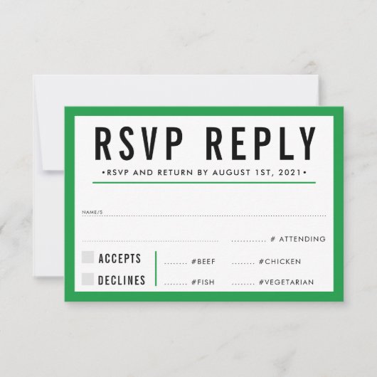 RSVP ANTWOORD REACTIE modern strakke Kelly groen (Voorkant)