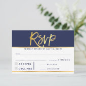 RSVP ANTWOORD REACTIE modern strakke marine nep go (Staand voorkant)