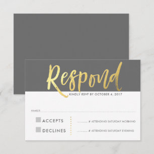 RSVP ANTWOORD REACTIE namaak goud type grijs Kaart