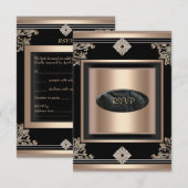 RSVP antwoord Reactie Partij Art Deco Zwarte Koffi (Voorkant / Achterkant)