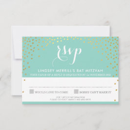 RSVP ANTWOORD REACTIE rustieke gouden mini confett Kaart