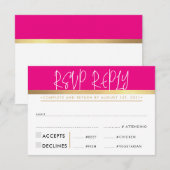RSVP ANTWOORD REACTIE ultra trendy roze zwart goud (Voorkant / Achterkant)