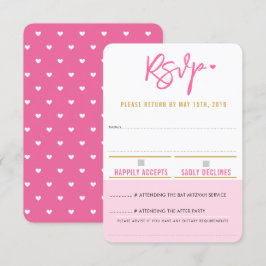 RSVP ANTWOORD schattig mooie roze witte harten gou