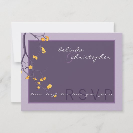 RSVP ANTWOORD SLIP:: kersenbloesems 7L Kaart (Voorkant)