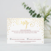 RSVP ANTWOORD stijlvol schattig mini goud confetti (Staand voorkant)