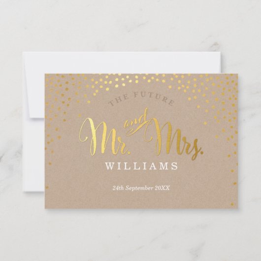 RSVP ANTWOORD stijlvolle rustieke mini gouden conf (Achterkant)