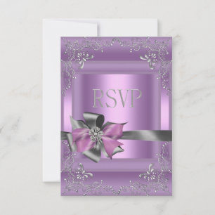 RSVP-antwoordfeest 21ste lila roze zilver grijs RSVP Kaartje