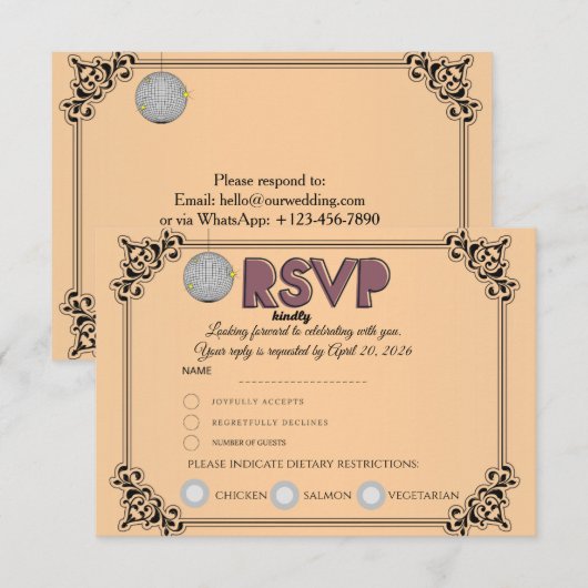RSVP-antwoordkaart | Bevestig aanwezigheid en aant RSVP Kaartje (Voorkant / Achterkant)