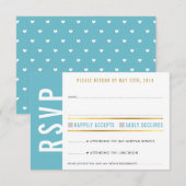 RSVP antwoordkaart charmante turquoise witte harte Kaartje (Voorkant / Achterkant)