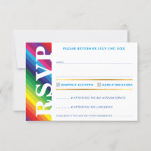 RSVP-ANTWOORDKAART cool bold kleurrijke regenboog 