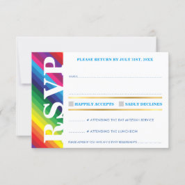 RSVP-ANTWOORDKAART cool bold kleurrijke regenboog  RSVP Kaartje