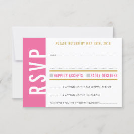 RSVP-ANTWOORDKAART cute mooie roze witte harten go RSVP Kaartje