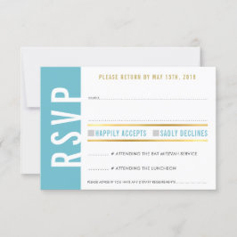 RSVP ANTWOORDKAART cute turquoise witte harten gou Kaartje