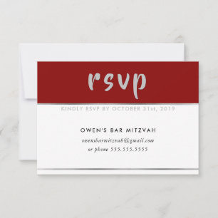 RSVP-antwoordkaart eenvoudig modern rood burgundy RSVP Kaartje