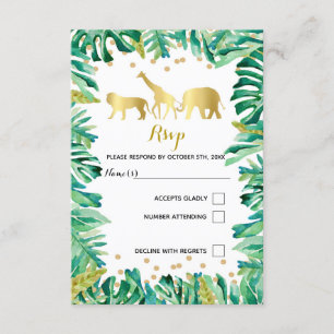 RSVP-antwoordkaart jungle dieren botanisch Kaart