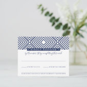 RSVP-ANTWOORDKAART modern geo eenvoudig marineblau RSVP Kaartje (Staand voorkant)